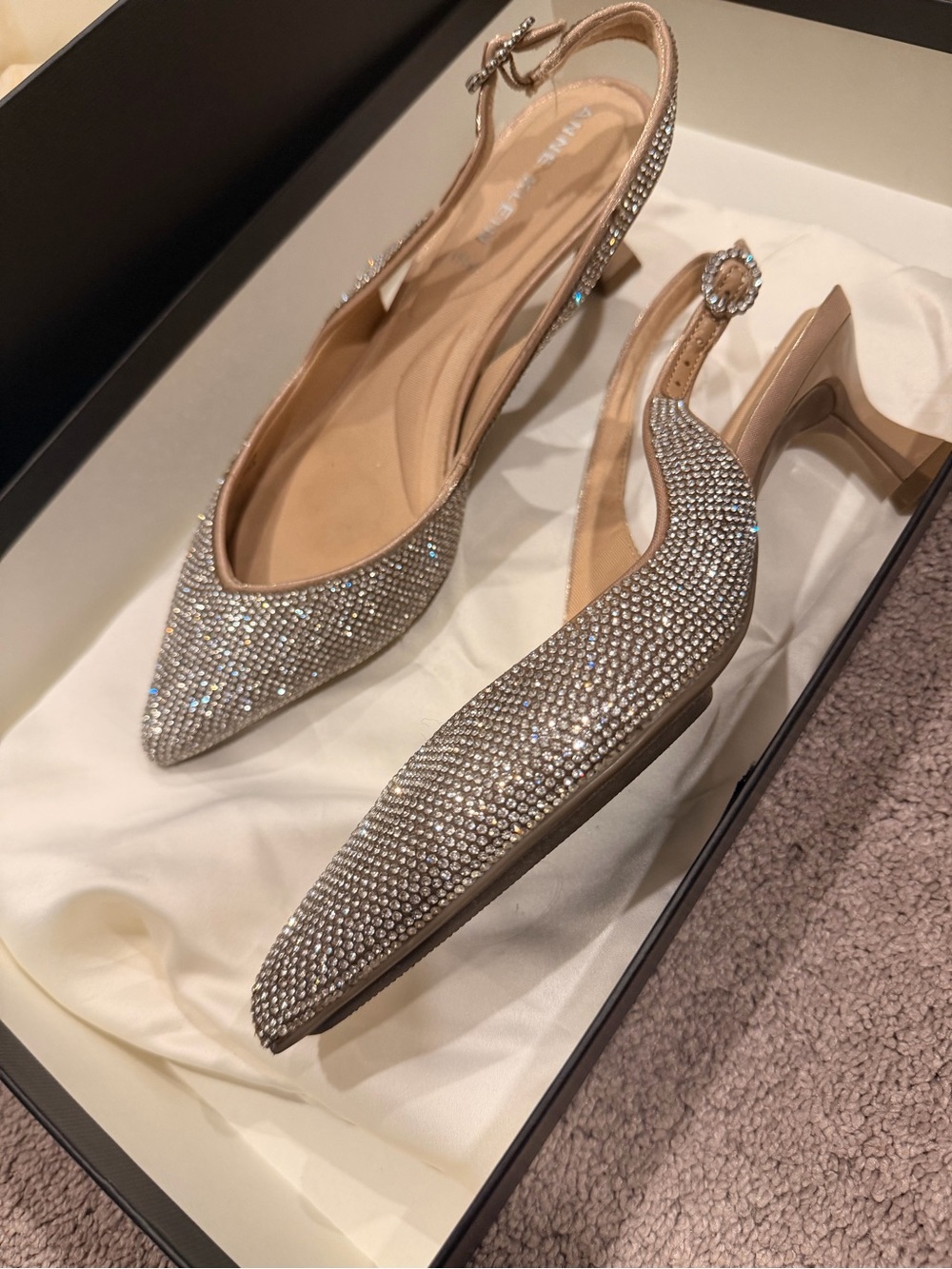 Anne Klein Crystal-Embellished Slingback Pumps - Silver